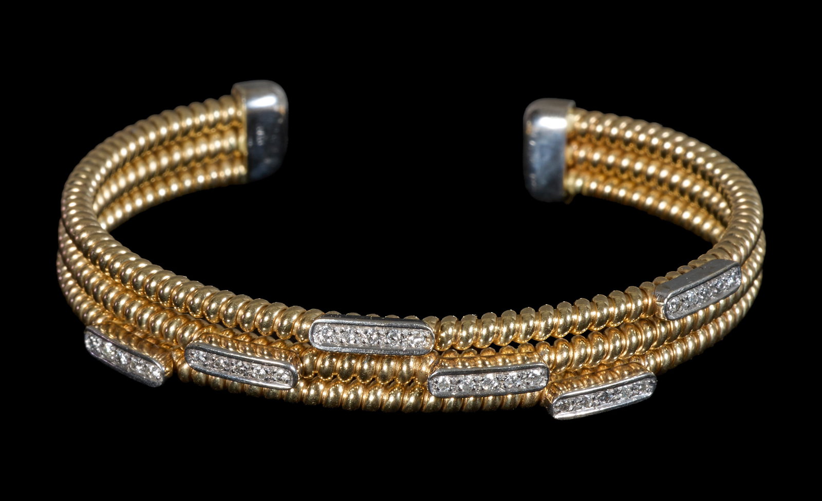 14K Two-Tone Gold Italian Coil Bracelet, App. Total Wt.- 21.8 grams, App. Total Diamond Wt.- 0.75 (1 of 1)