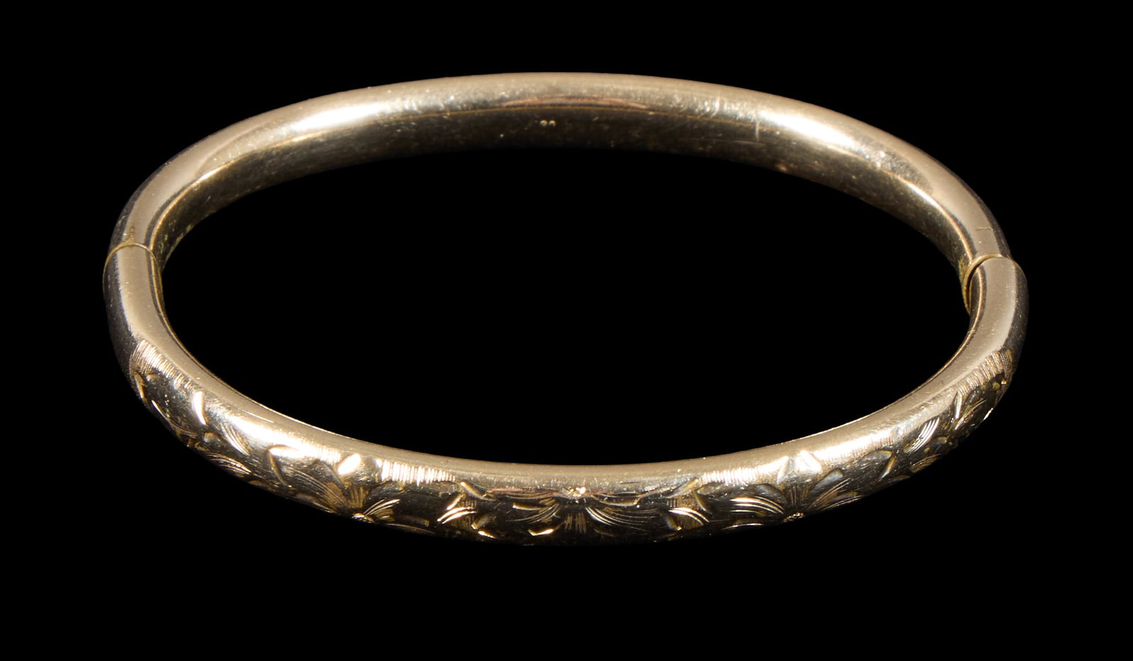 14K Yellow Gold Victorian Hinged Bangle Bracelet, App. Total Wt.- 13.0 grams; Int. W.- 2 1/2 in., (1 of 1)