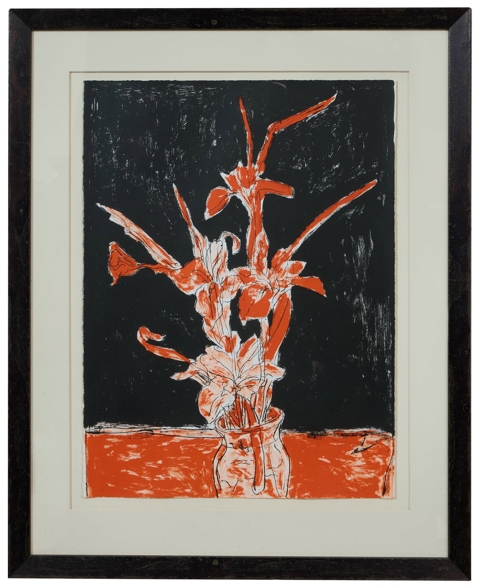 Elemore Morgan, Jr. (American/Louisiana, 1931-2008), "Iris," 2007, Sight- H.- 30 in., W.- 22 1/2: Elemore Morgan, Jr. (American/Louisiana, 1931-2008), "Iris," 2007, color lithograph on paper, signed and dated lower right, titled lower center and numbered "22/22" lower left, float-mounted in a wood
