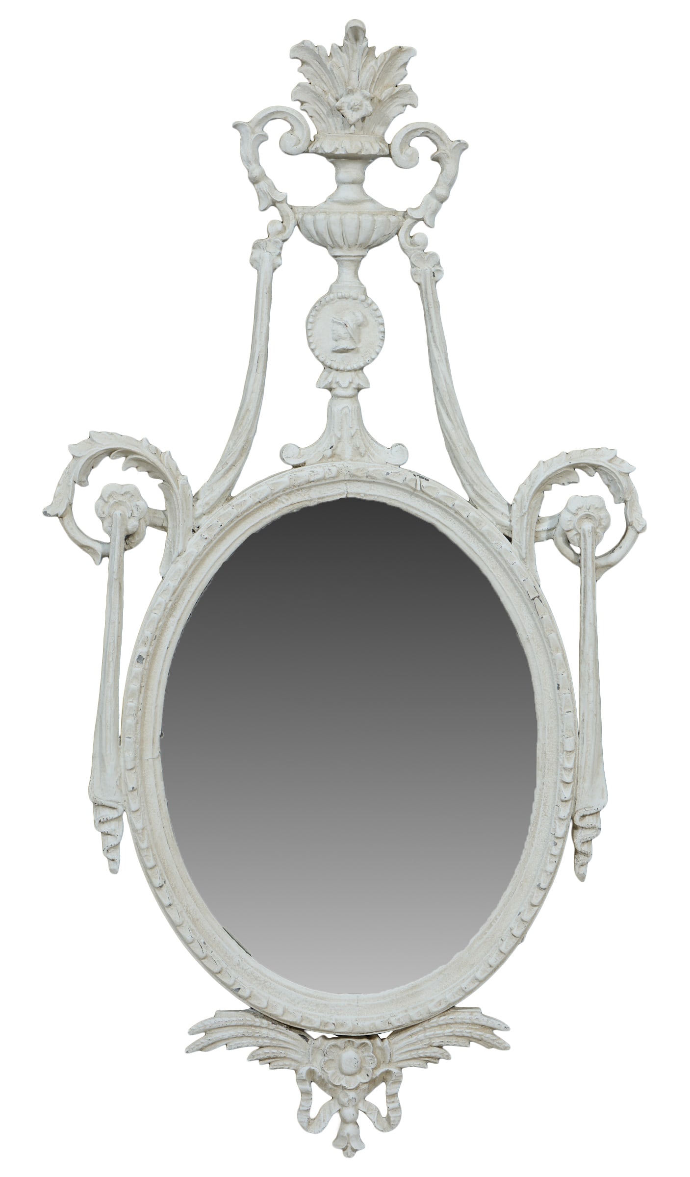 Adam Style Creme Peinte Gesso Mirror, late 18th c., H.- 48 in., W.- 25 in. (1 of 1)
