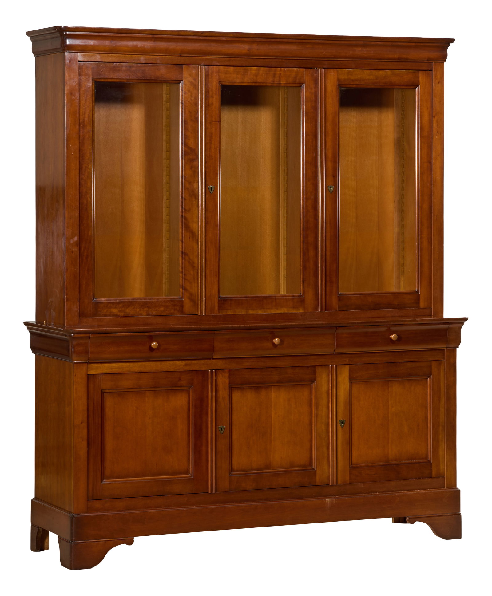 French Louis Philippe Style Cherry Bibliotheque a Duex Corps, late 20th c., H.- 89 1/4 in., W.- 78 (1 of 1)