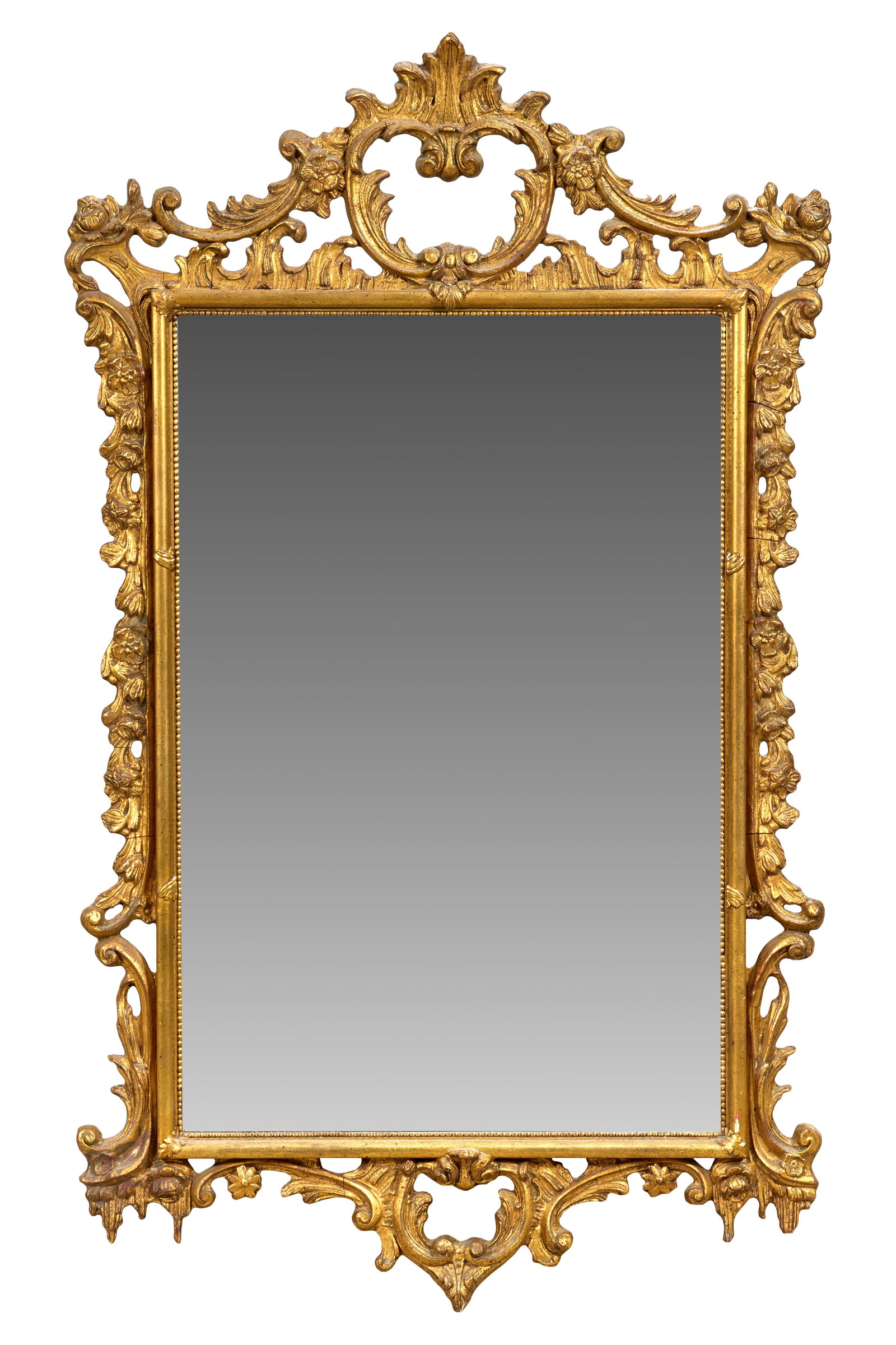 French Rococo Style Giltwood Overmantel Mirror, late 19th/early 20th c., H.- 55 1/2 in., W.- 33 in. (1 of 1)