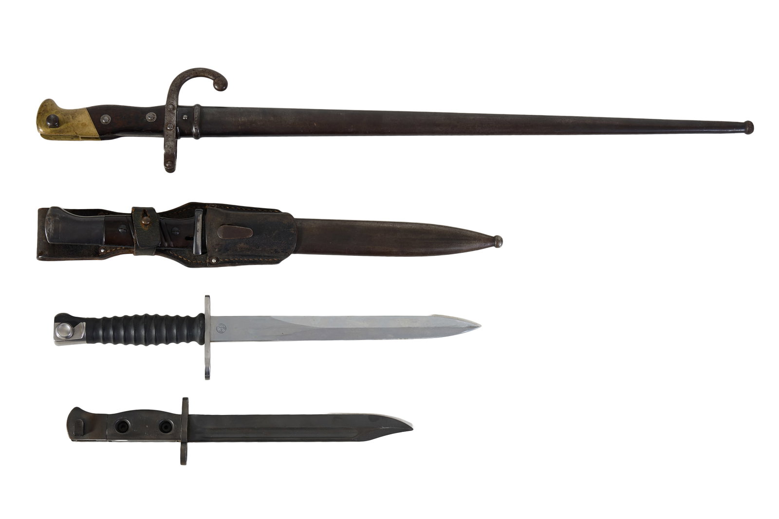Group of Four Continental Military Bayonets, 19th/20th c., Longest- H.- 26 in., W.- 4 in., D.- 1 3/4 (1 of 9)