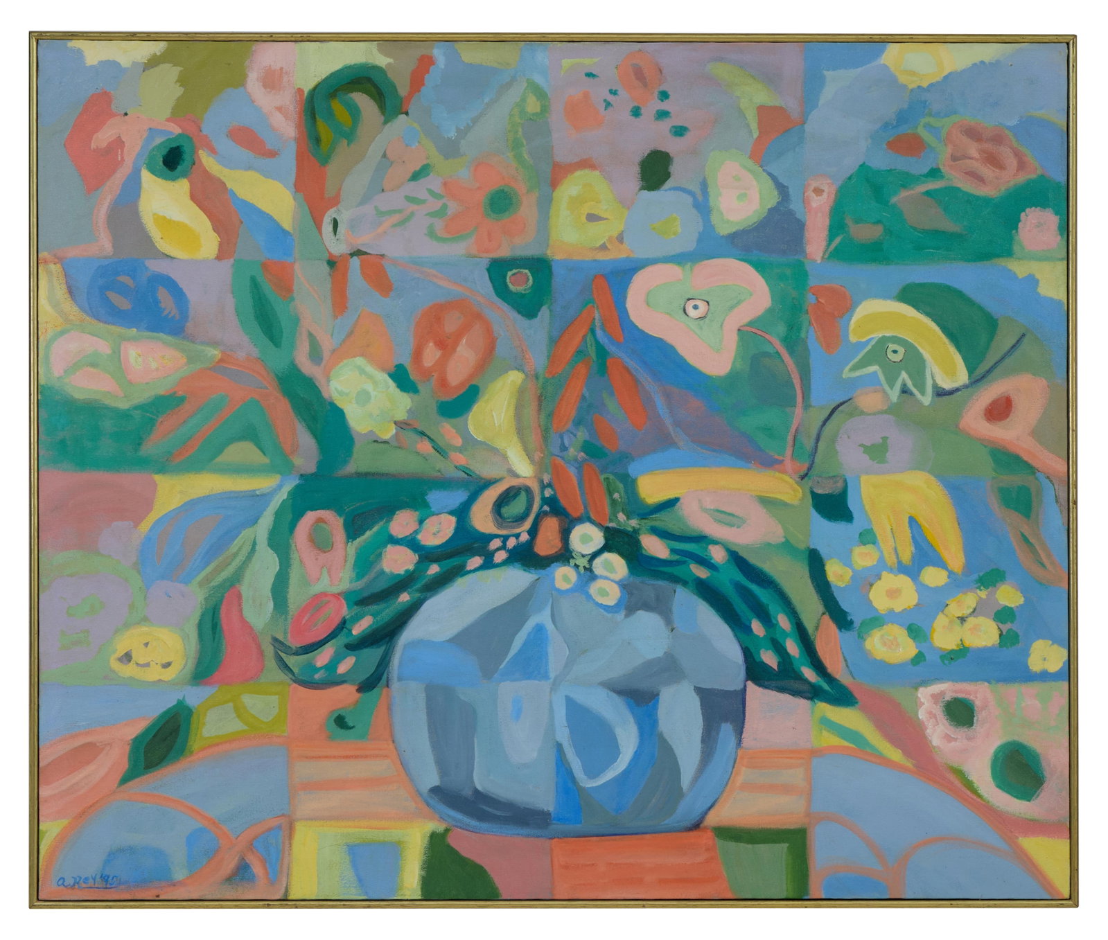 Alice F. Key (American/Louisiana, 1923-2026), "Untitled (Abstracted Floral Still Life)," 1995, H.- (1 of 4)