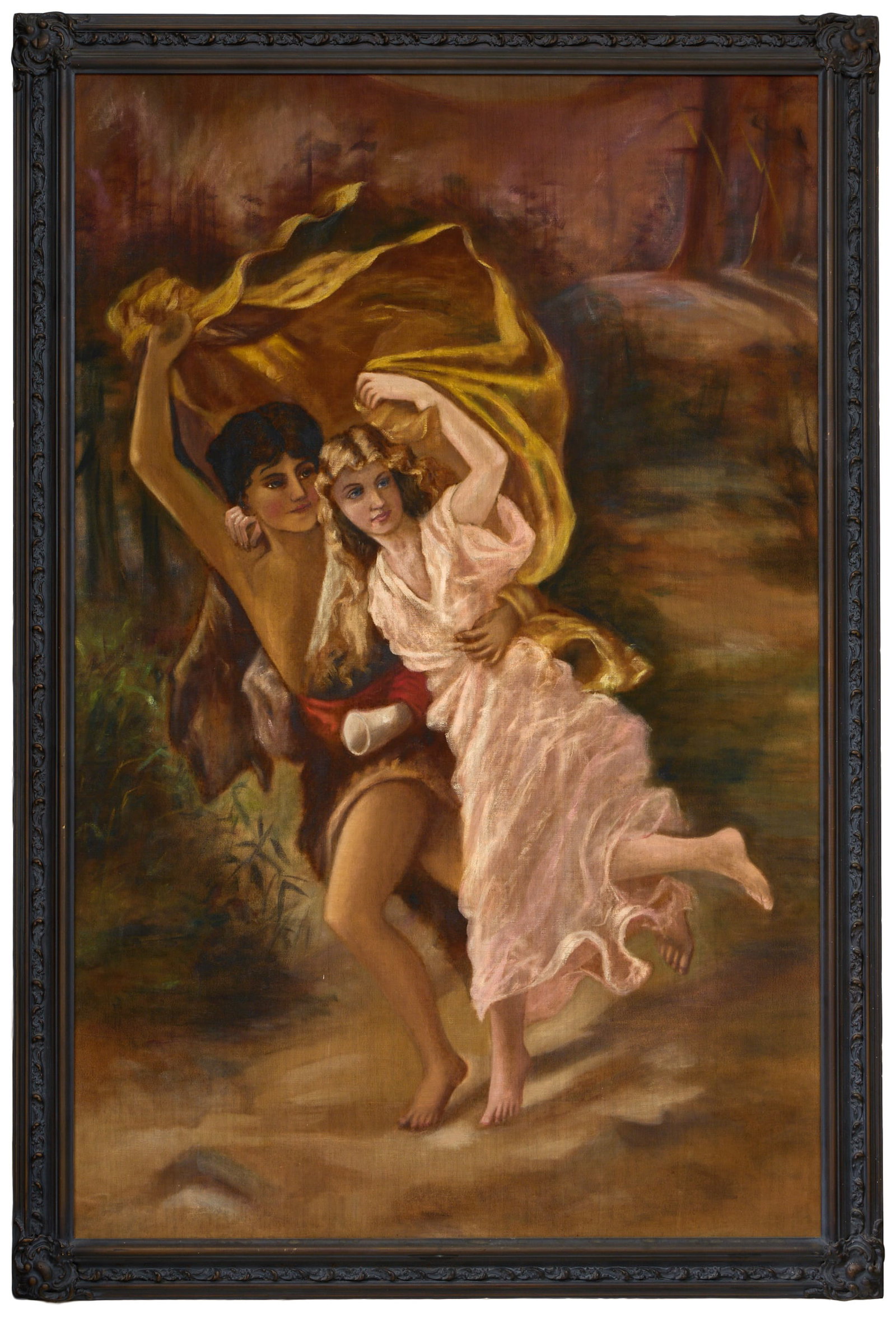 After Pierre Auguste Cot (French, 1837-1883), "The Storm (1880)," H.- 65 in., W.- 43 in., Framed- (1 of 3)
