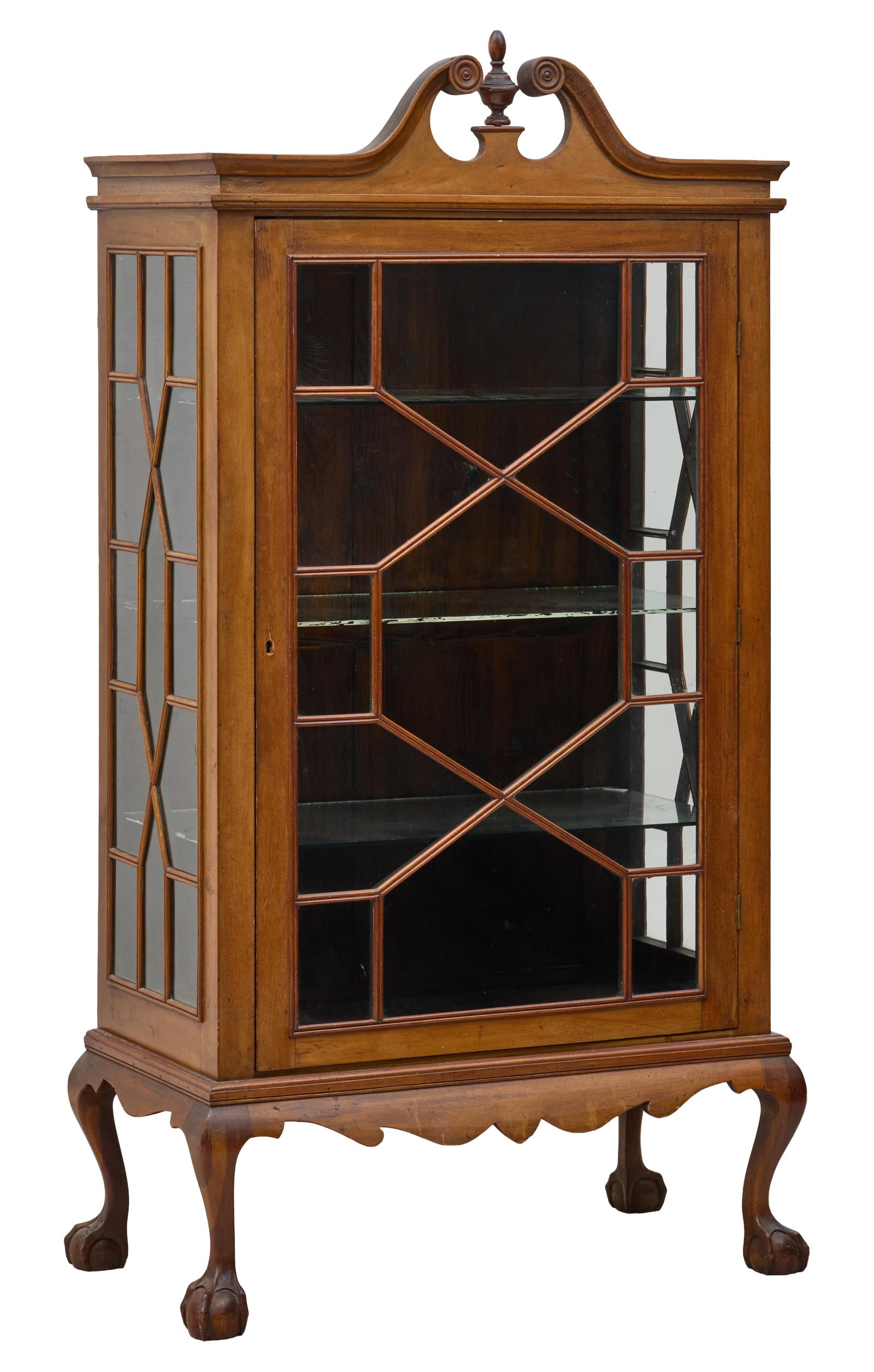 English Georgian Chippendale Style Walnut Vitrine on Stand, mid 19th c., H.- 74 in., W.- 40 in., D.- (1 of 3)