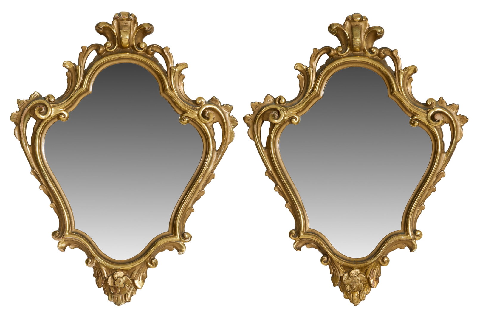 Pair of Small Rococo Mirrors, 20th c., Each- H.- 20 in., W.- 16 in. (2 Pcs.) (1 of 3)