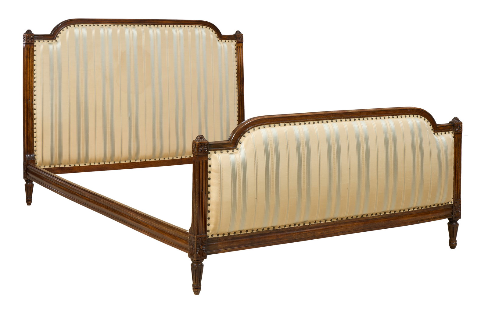 French Louis XVI Style Walnut Bed, early 20th c., H.- 45 1/2 in., Int. L.- 76 in., Int. W.- 61 in. (1 of 1)