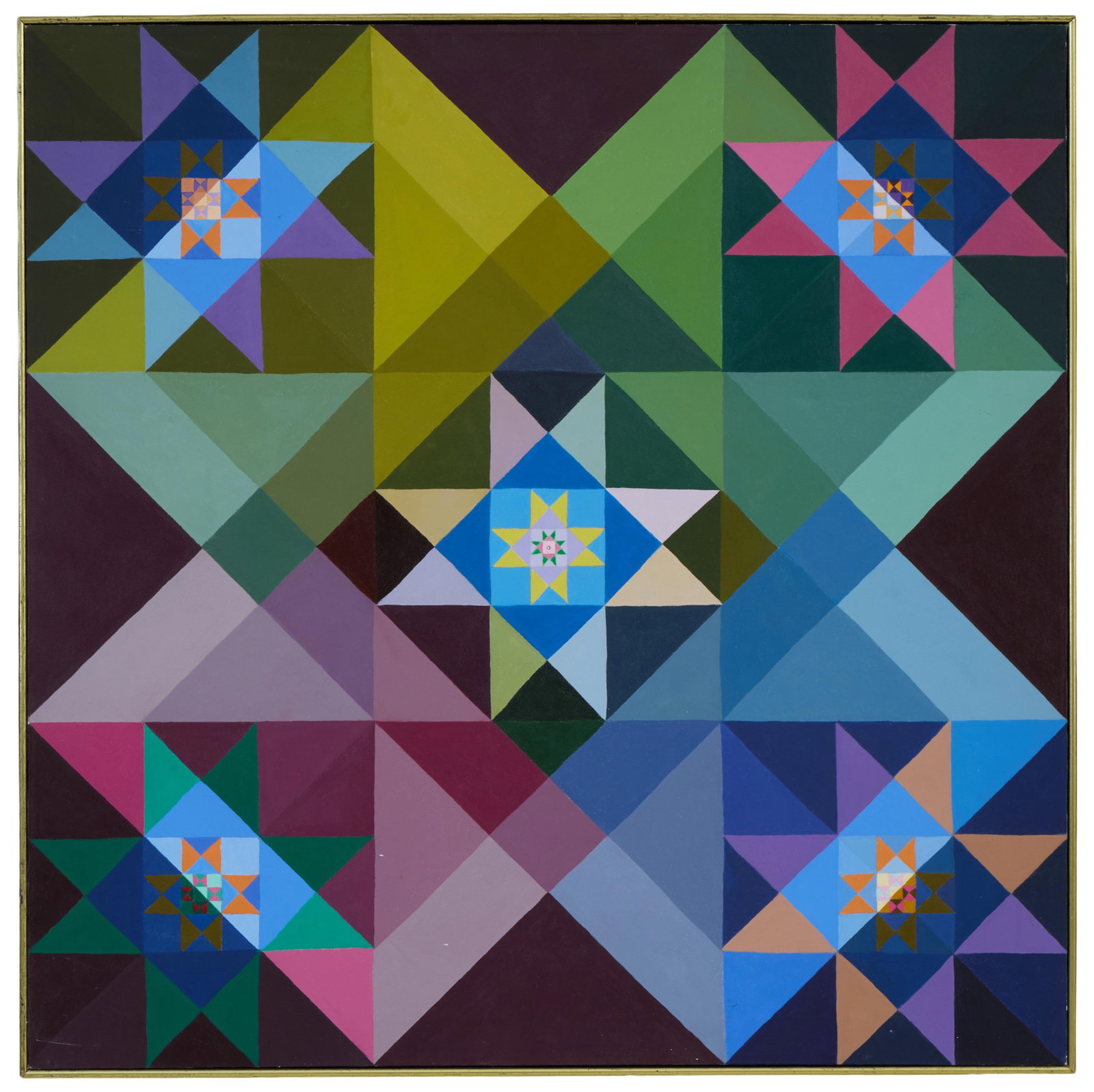 Alice F. Key (American/Louisiana, 1923-2026), "Quilt Pattern," H.- 36 in., W.- 36 in., Framed- H.- (1 of 3)