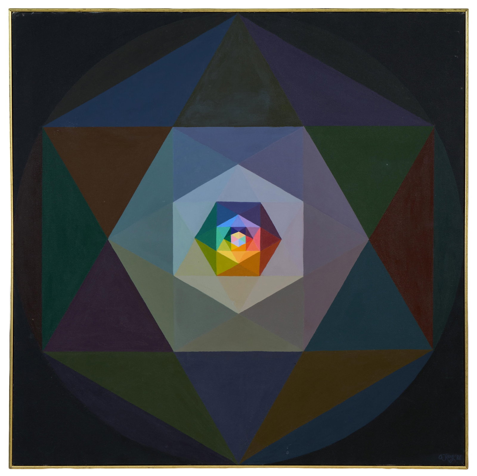 Alice F. Key (American/Louisiana, 1923-2026), "Geometric Star," 1988 H.- 36 in., W.- 36 in.: Alice F. Key (American/Louisiana, 1923-2026), "Geometric Star," 1988 acrylic on canvas, signed and dated on stretcher, unframed, H.- 36 in., W.- 36 in. Provenance: From the Alice Key (1923-2026) Estat