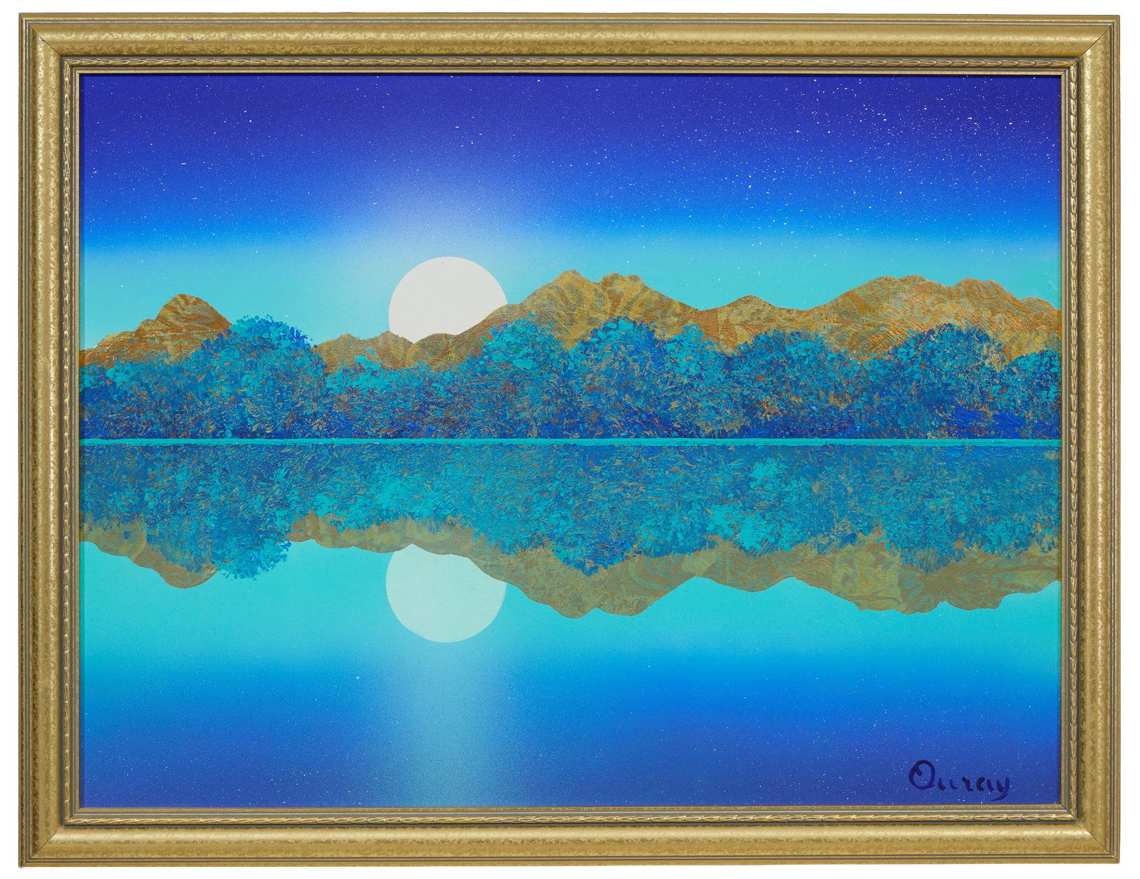 Ouray Meyers (American/New Mexico, 1938-2016), "Moonrise Over a Lake," H.- 18 in., W.- 24 in., (1 of 4)