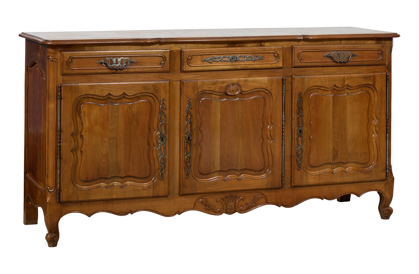 French Louis XV Style Cherry Sideboard, mid 20th c., H.- 40 in., W.- 78 1/2 in., D.- 23 1/4 in. (1 of 1)