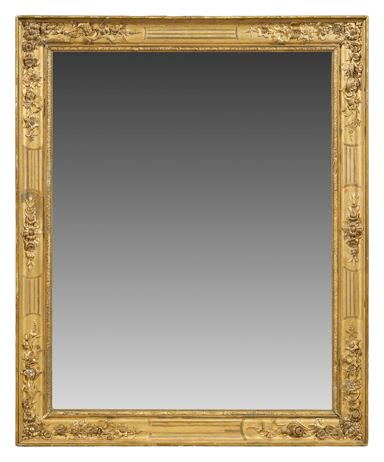 French Louis XVI Style Giltwood and Gesso Overmantel Mirror, mid/late 19th c., H.- 45 1/2 in., W.- (1 of 1)