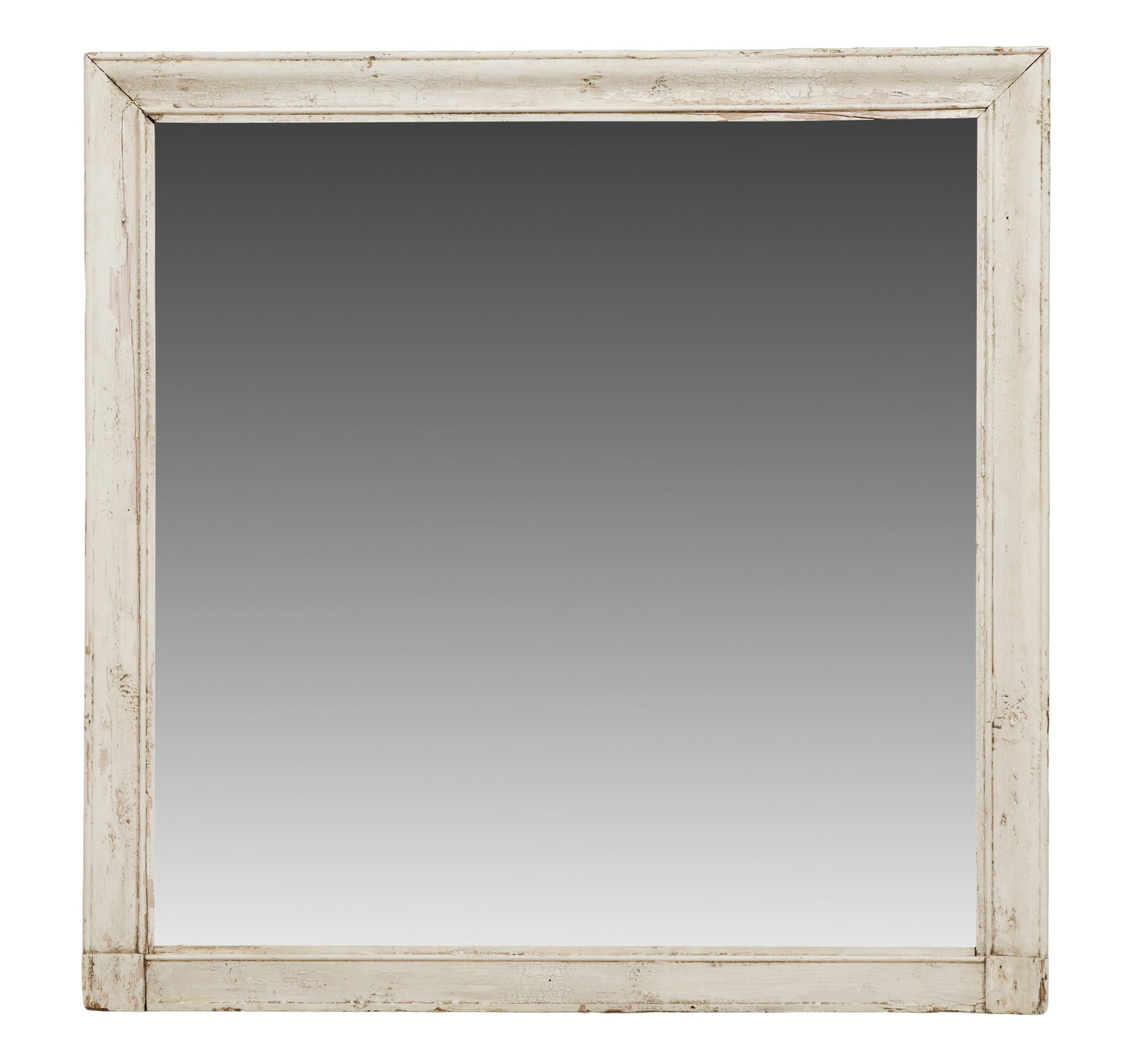 Rustic French Louis XVI Style Creme Peinte Overmantel Mirror, 19th c., H.- 44 1/2 in., W.- 44 1/2 (1 of 1)