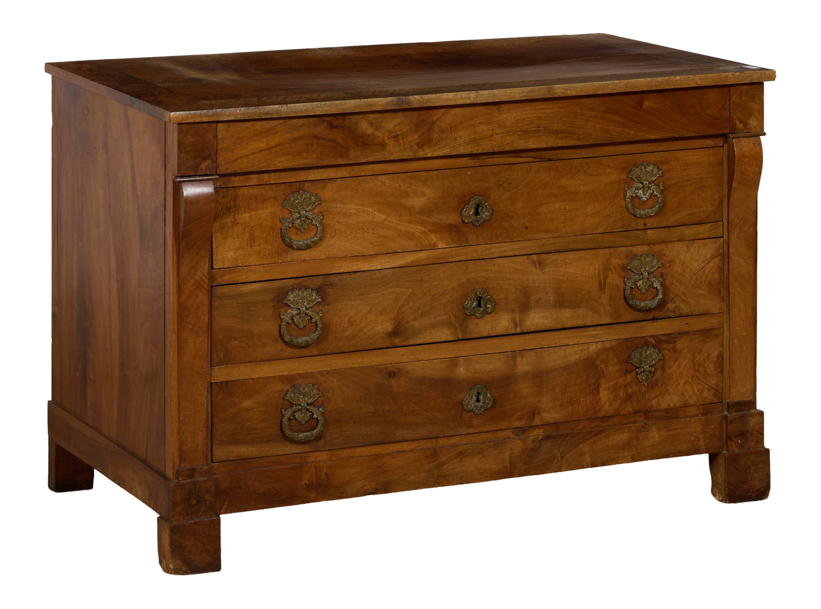 French Empire Walnut Commode, early 19th c., H.- 31 1/2 in., W.- 47 in., D.- 26 3/4 in. (1 of 1)