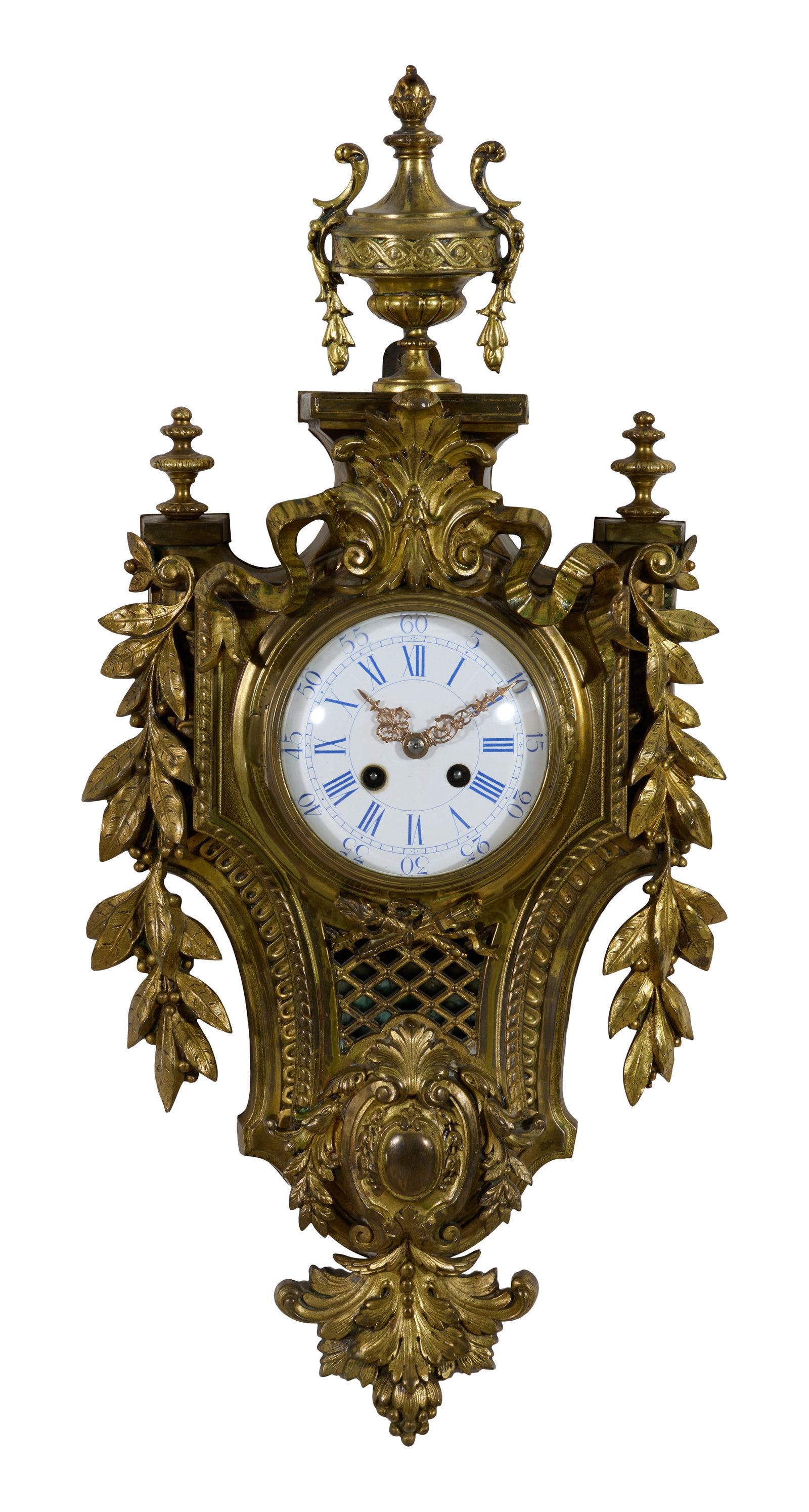 French Louis XV Style Bronze Cartel Clock, 19th c., H.- 25 in., W.- 12 in., D.- 4 1/2 in. (1 of 1)