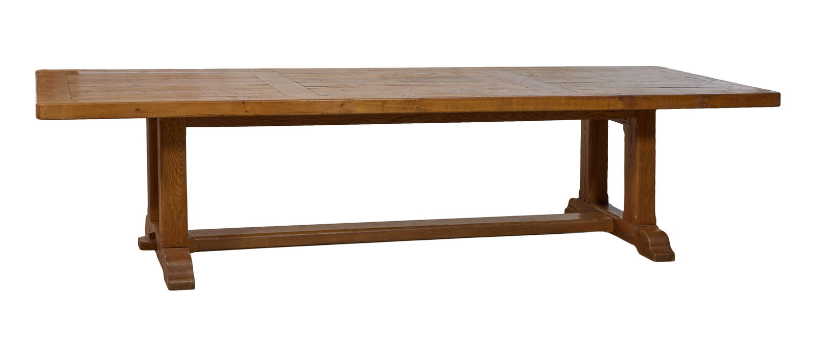French Provincial Oak Monastery Table, late 20th c., H.- 30 1/4 in., W.- 128 1/2 in., D.- 38 3/8 in. (1 of 1)