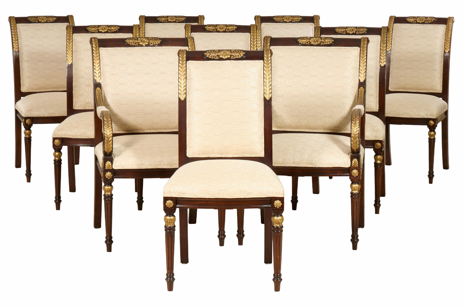 Set of Ten French Empire Style Giltwood Dining Chairs, 20th c., Arm- H.- 40 in., W.- 24 in., D.-25 (1 of 3)