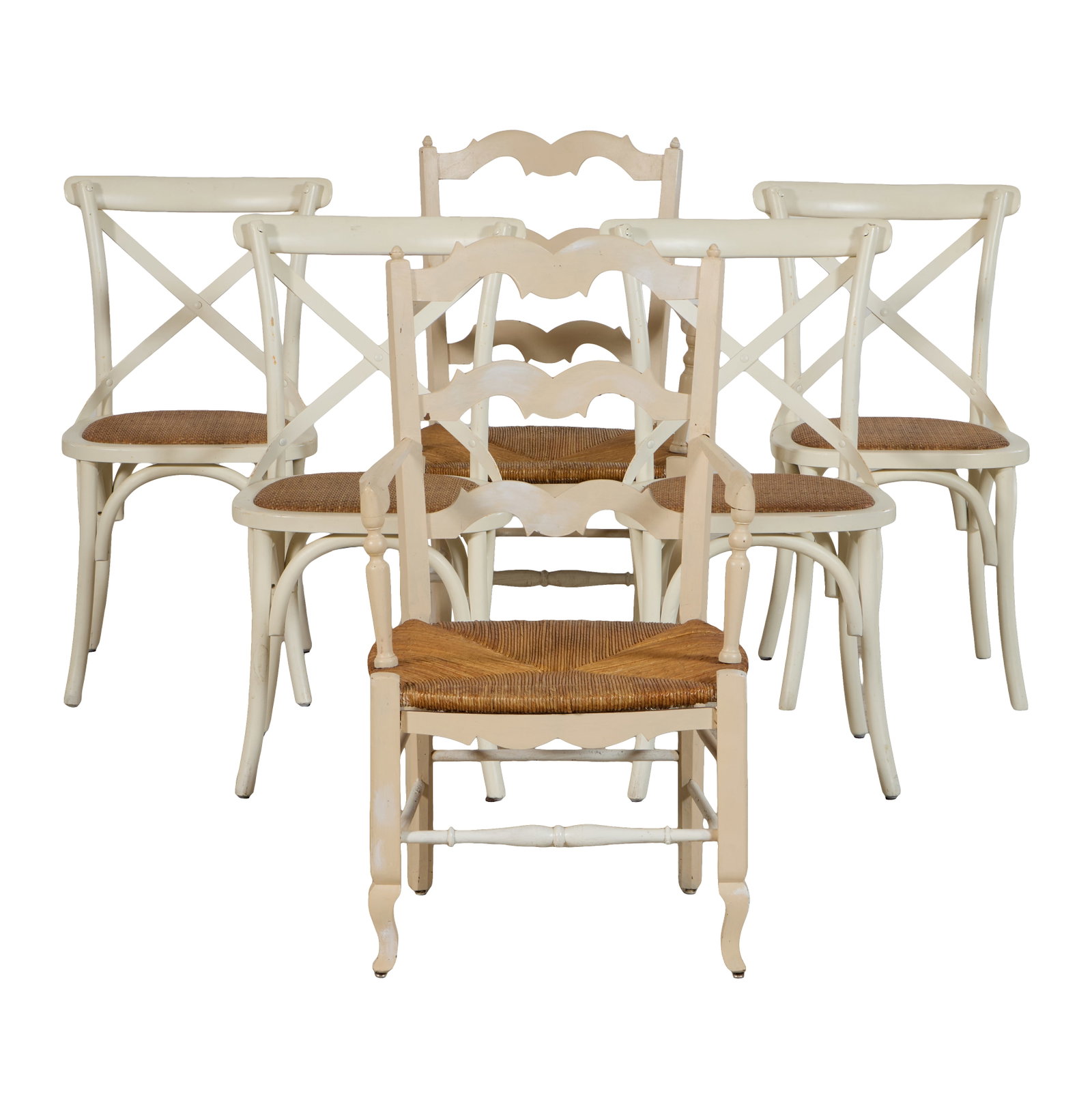 Four French Bentwood Side Chairs with Two French Provincial Fauteuils, late 20th c., Arm- H.- 37 3/4 (1 of 3)
