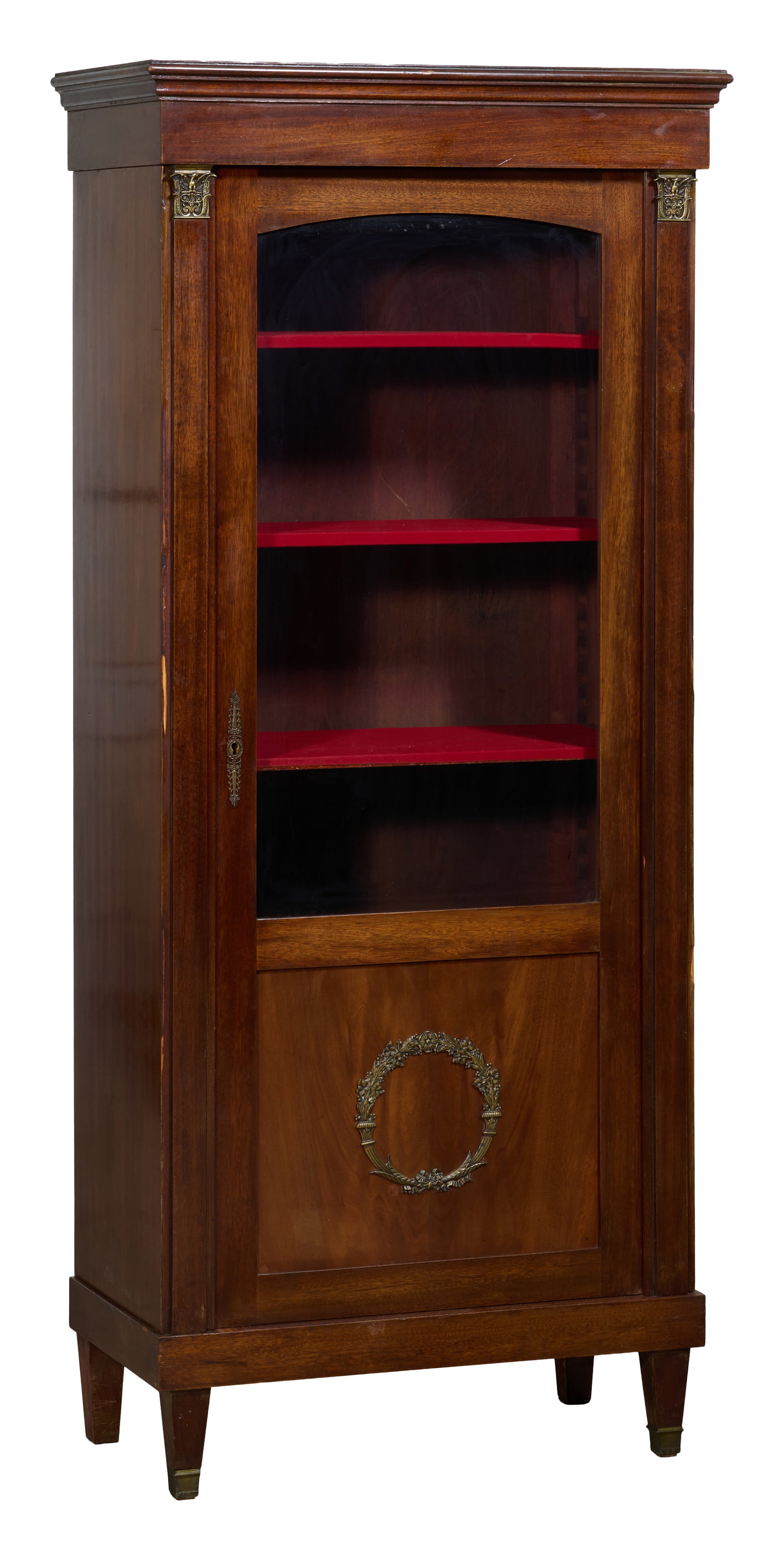French Empire Style Ormolu Mounted Walnut Vitrine, early 20th c., H.- 70 3/4 in., W.- 31 1/4 in., (1 of 1)