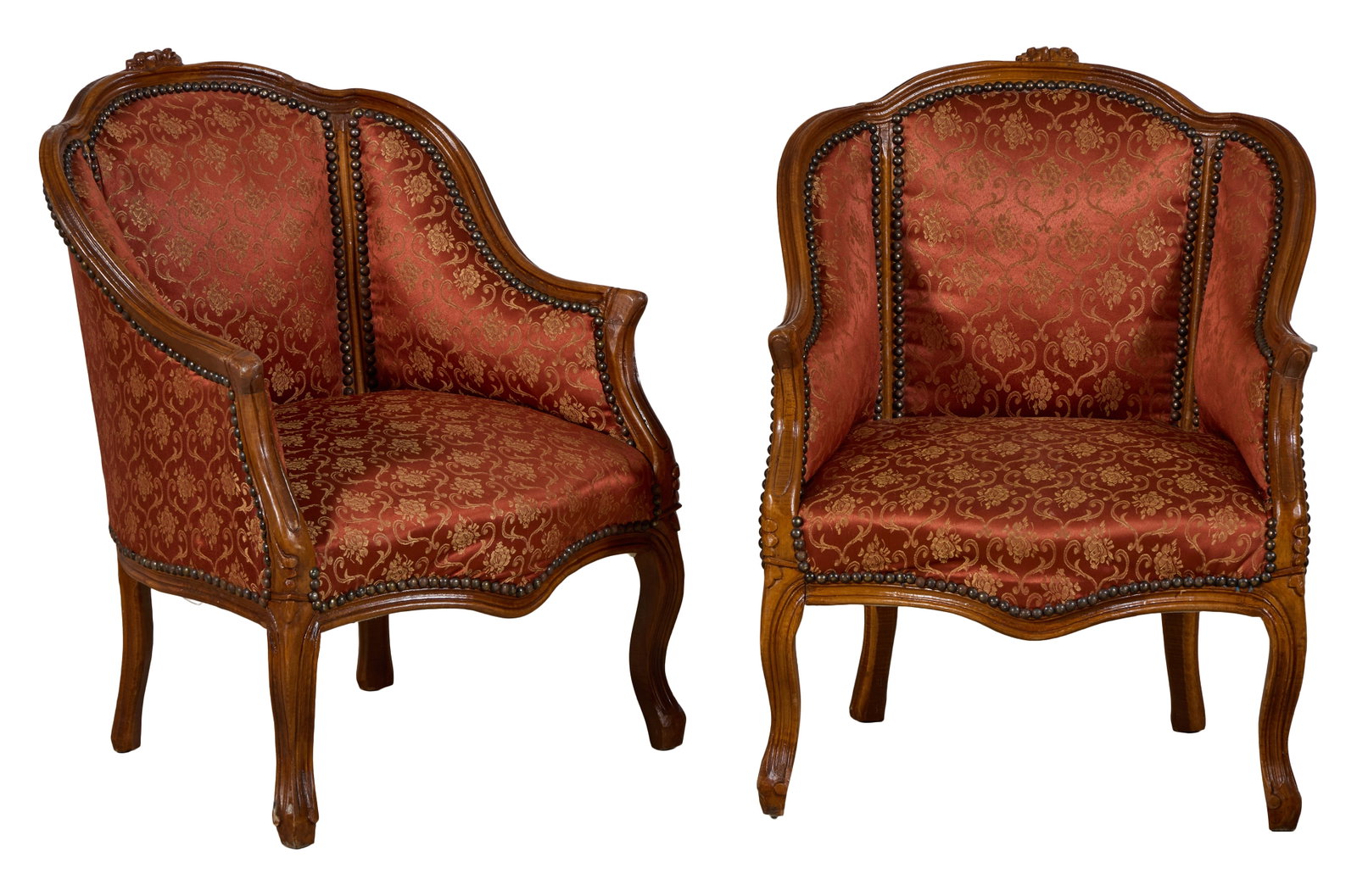 Pair of French Louis XV Style Oreilles Bergers, mid 20th c., Each- H.- 31 1/8 in., W.- 24 1/4 in., (1 of 1)