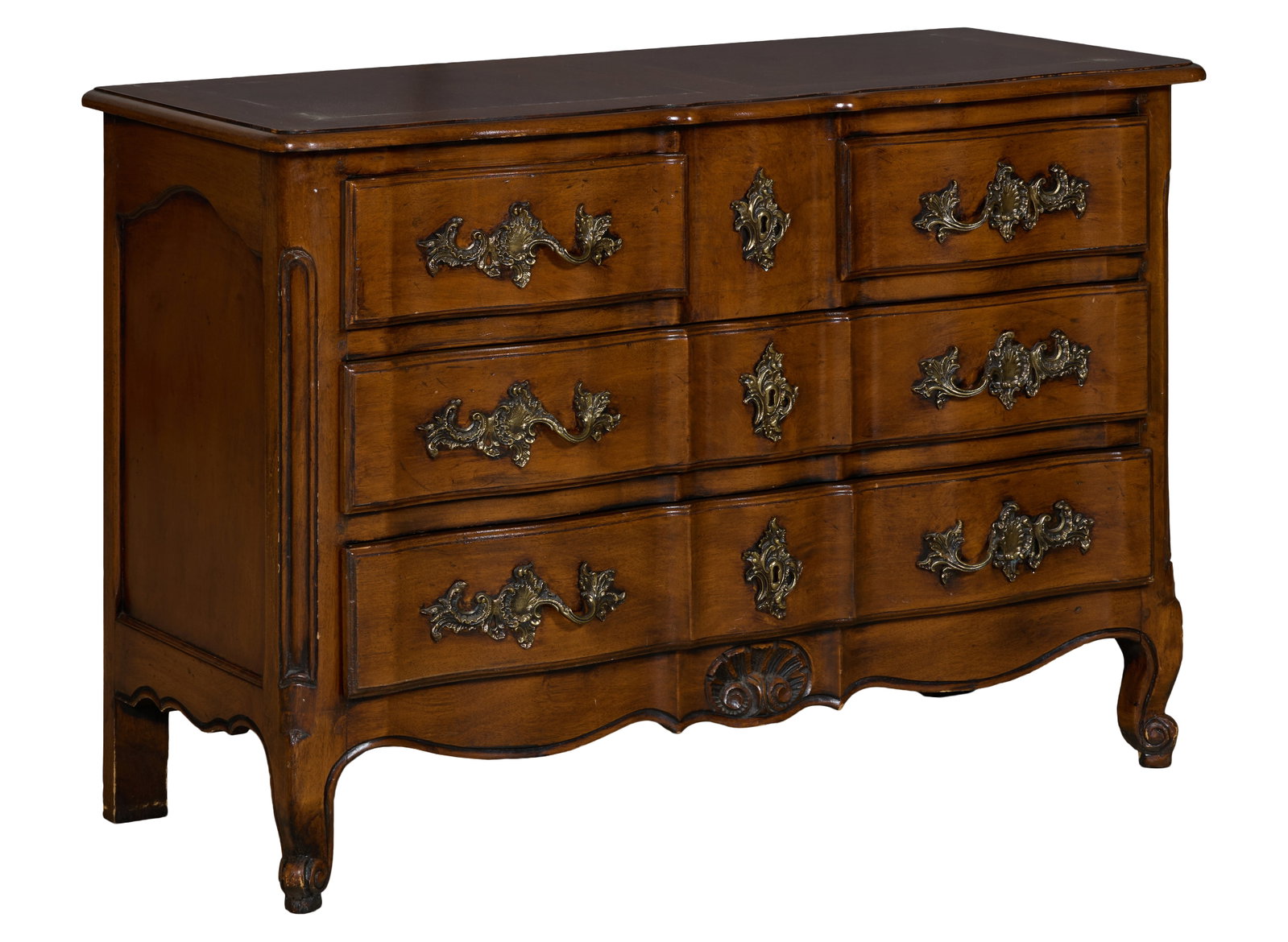 French Louis XV Style Walnut Commode, late 19th c., H.- 34 1/8 in., W.- 50 1/2 in., D.- 20 1/2 in. (1 of 1)
