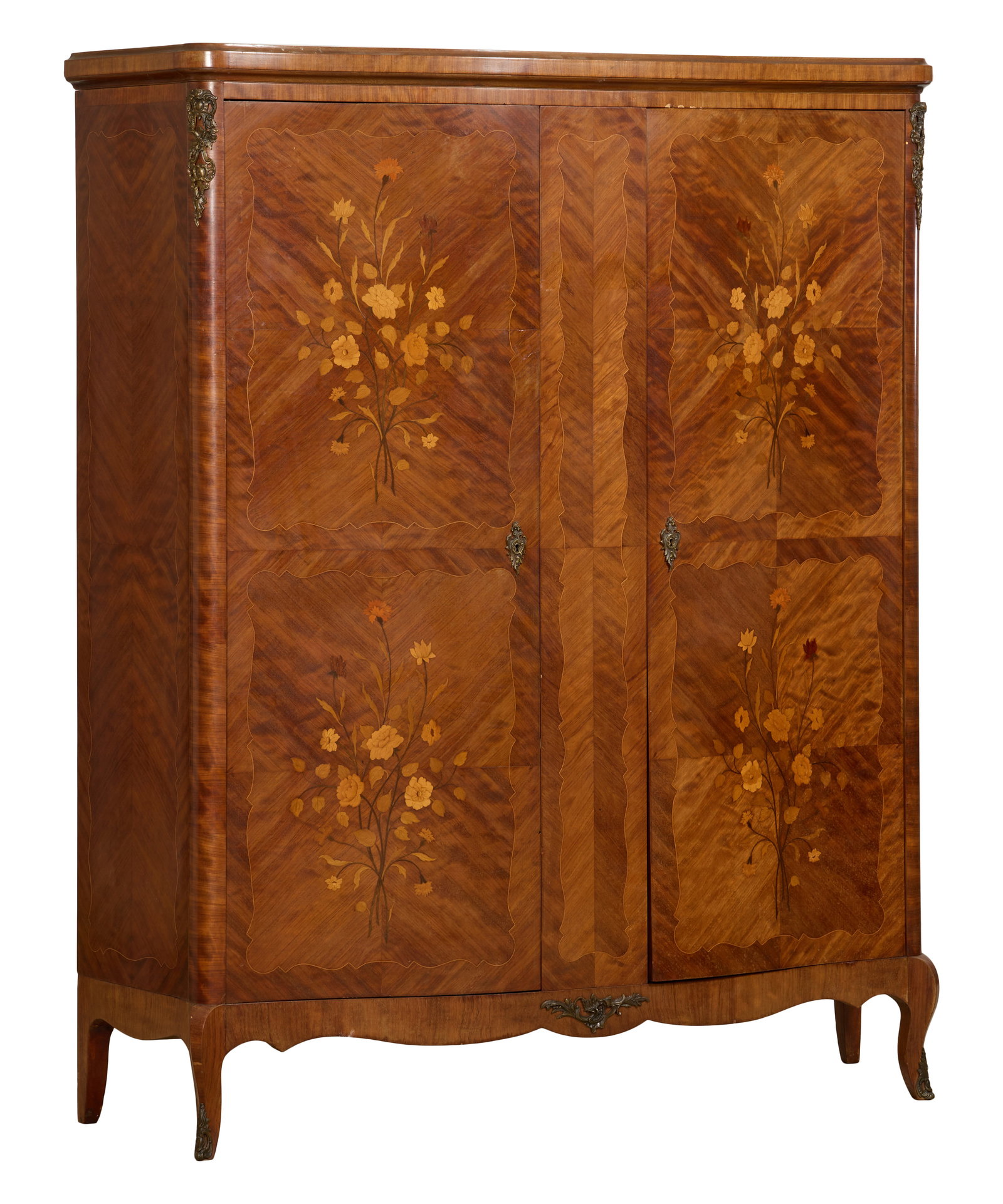 French Louis XV/XVI Transitional Style Parquetry Marquetry Armoire, mid 20th c., H.- 76 in., W.- 62 (1 of 1)