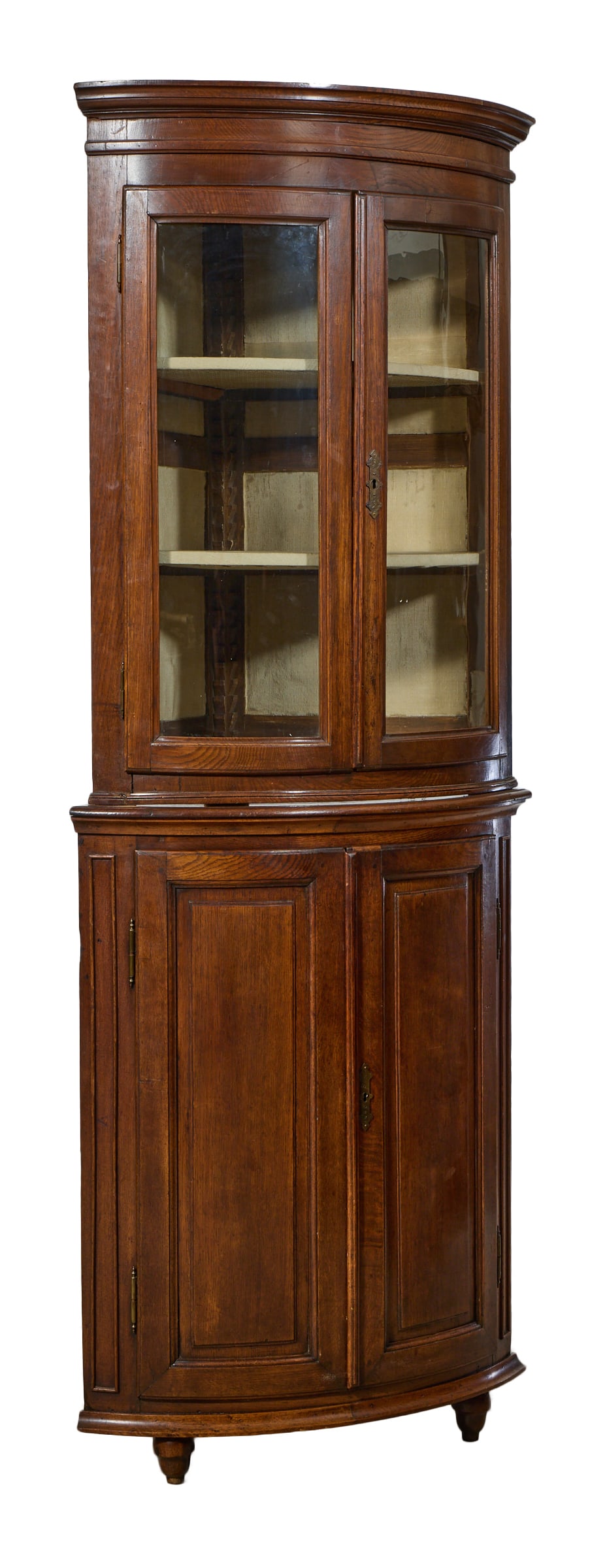French Provincial Walnut Corner Display Cabinet, late 19th c., H.- 90 5/8 in., W.- 24 1/2 in., D.- (1 of 1)