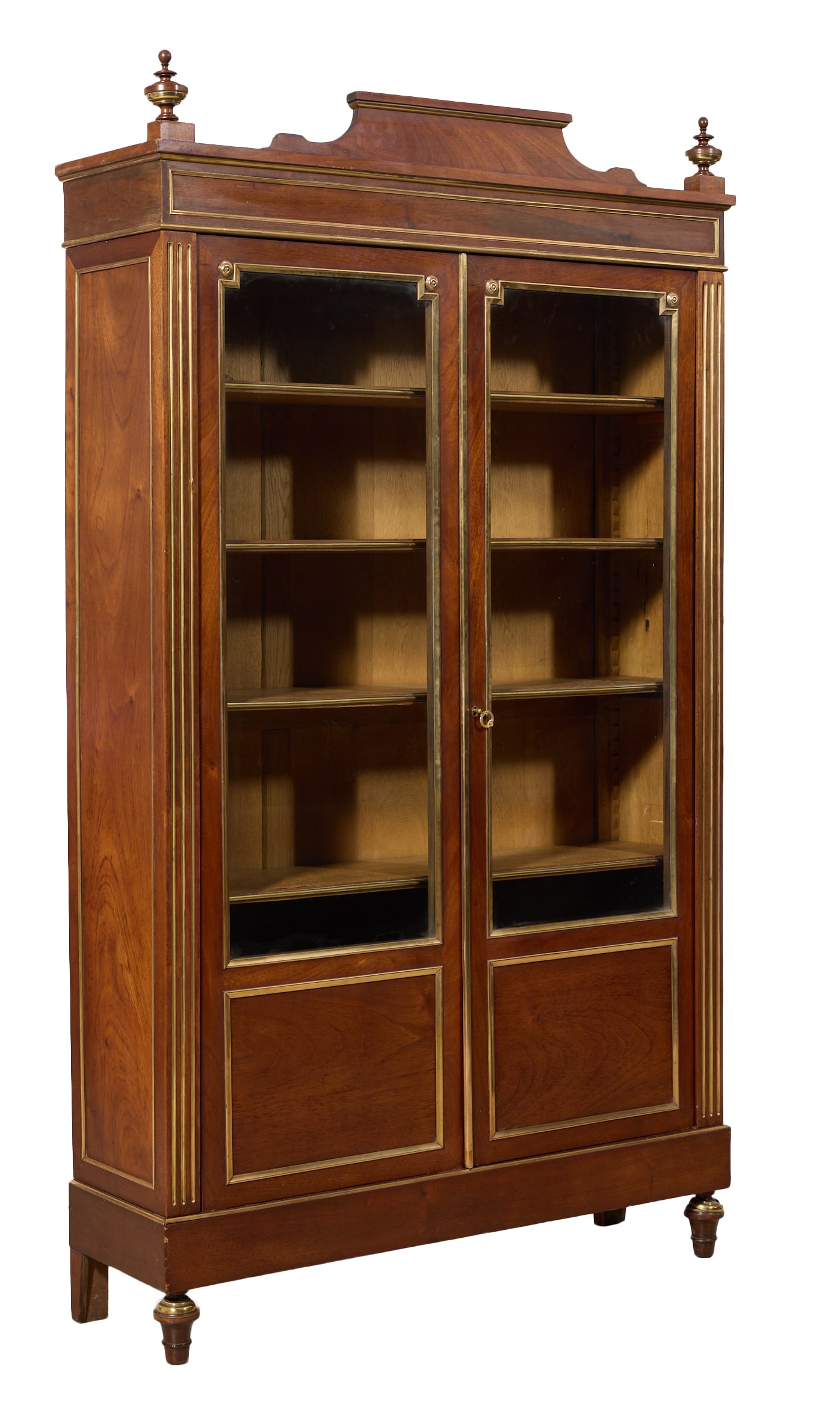 French Louis XVI Style Brass Mounted Bibliotheque, mid 19th c., H.- 90 in., W.- 51 3/4 in., D.- 14 (1 of 1)