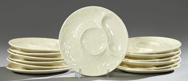 Set of Thirteen French Ceramic Artichoke Plates, 20th: Set of Thirteen French Ceramic Artichoke Plates, 20th c., by Gien, Dia.- 9 1/4 in.