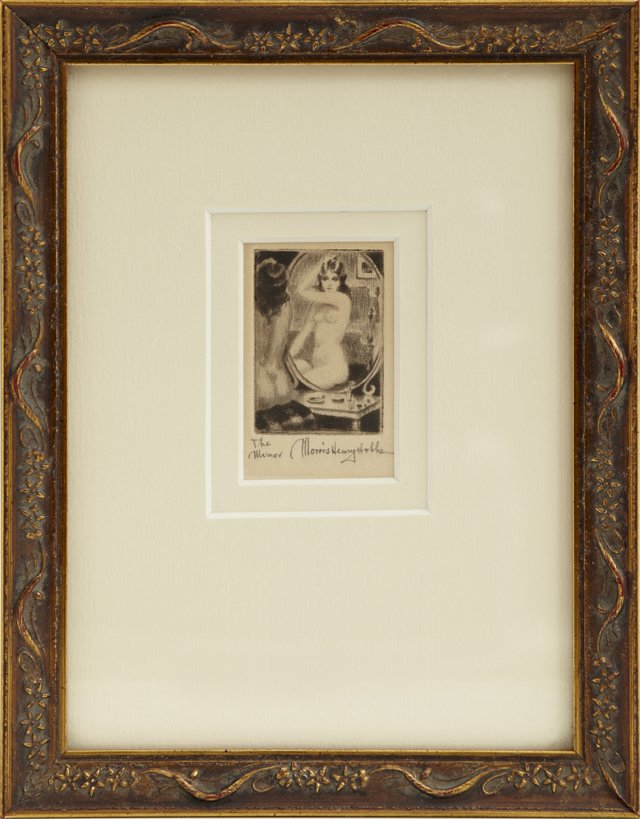 Morris Henry Hobbs (1892-1967, New Orleans), "The: Morris Henry Hobbs (1892-1967, New Orleans), "The Mirror," etching, pencil signed l.r. margin, pencil titled l.l. margin, framed, H.- 2 in., W.- 1 1/2 in.