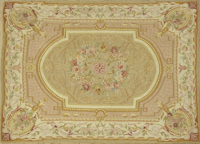 Cashmere Aubusson Carpet, 7' 9 x 10' 2.: Cashmere Aubusson Carpet, 7' 9 x 10' 2.