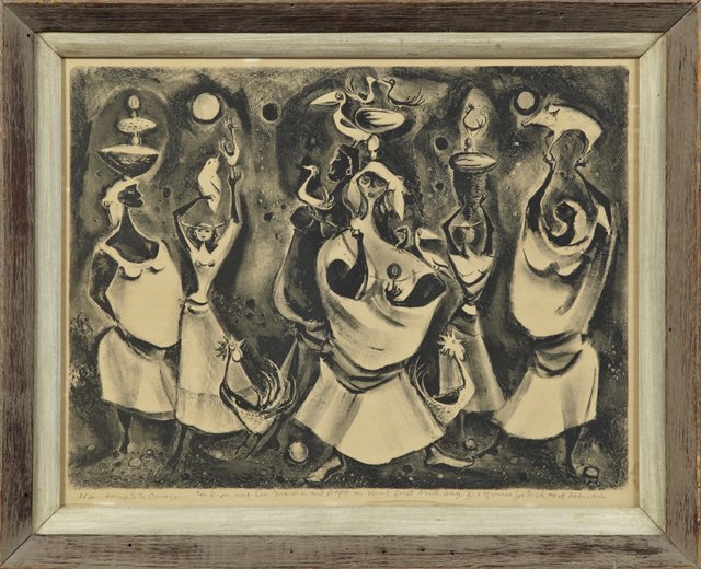 Adolph Arthur Dehn (1895-1968), "Homage to the Orange,": Adolph Arthur Dehn (1895-1968), "Homage to the Orange," 1922, etching, 2/20, pencil numbered l.l. margin, pencil signed and dated l.r. margin, pencil dedicated lower center margin, framed, H.- 12 3/4 