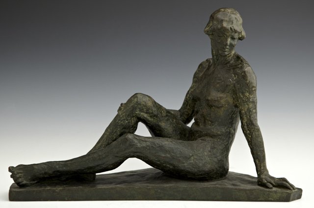 French School, "Seated Nude Woman," early 20th c.,: French School, "Seated Nude Woman," early 20th c., patinated bronze, stamped with a foundry mark for "C. Valsuani, perdue," Paris, H.- 11 in., W.- 16 1/2 in., D.- 6 3/4 in.