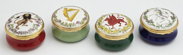 Group of Four Halcyon Days Enamel Boxes, 20th c.: Group of Four Halcyon Days Enamel Boxes, 20th c.