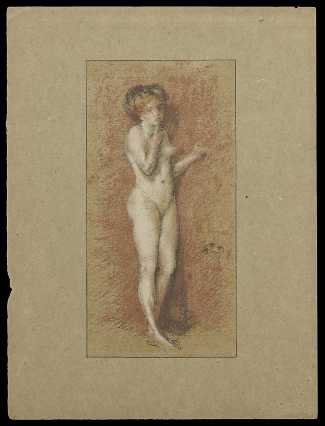 Thomas Robert Way (1861-1913), "Standing Nude," 19th: Thomas Robert Way (1861-1913), "Standing Nude," 19th c., lithograph, possibly from a work by James McNeill Whistler, unframed, H.- 4 in., W.- 8 in.