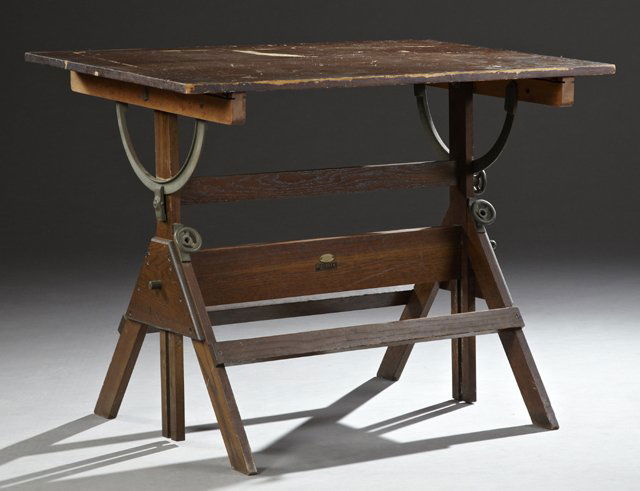 American Carved Mahogany Dietzgen Drafting Table C