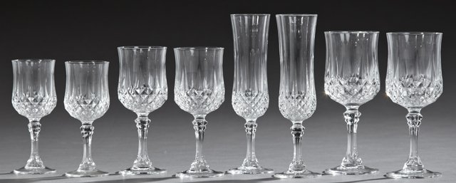 Seventy One Piece Set of Crystal Stemware: Seventy One Piece Set of Crystal Stemware, by Longchamps, consisting of seventeen white wines, eighteen sherries, eighteen champagne flutes, and eighteen red wines. (71 Pcs.)