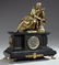 French Marble and Bronze Mantel Clock, 19th c., time