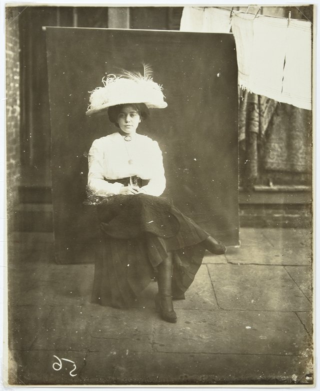 Ernest J. Bellocq (1873-1949, New Orleans), "Storyville: Ernest J. Bellocq (1873-1949, New Orleans), "Storyville Woman in a White Hat," silver gelatin print, printed from a glass plate negative by Dan Leyrer in the early 1960s, shrink wrapped, H.- 10 in., W