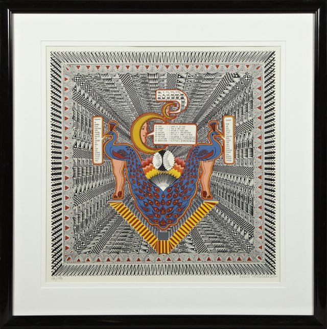Pedro Friedeberg (1936- , Mexican), "Untitled,": Pedro Friedeberg (1936- , Mexican), "Untitled," silkscreen in colors, 98/175, pencil signed l.r., pencil numbered "l.l., framed, H.- 22-3/4 in., W.- 22-3/4 in.