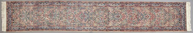 Kirman Runner, 2' 6 x 13'.: Kirman Runner, 2' 6 x 13'.