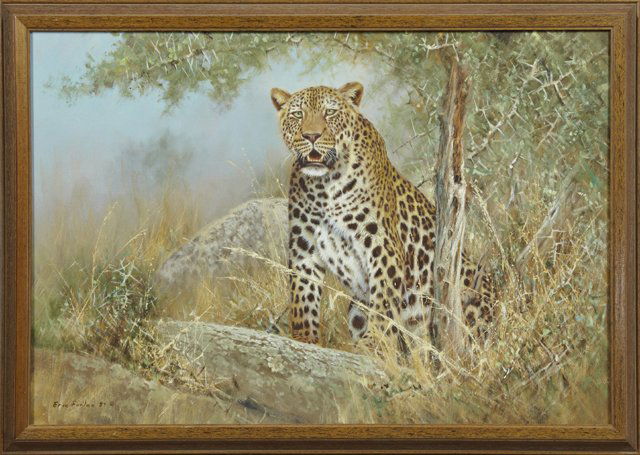 Eric Forlee (1949- ), "The Jaguar," 1987, oil on: Eric Forlee (1949- ), "The Jaguar," 1987, oil on canvas, signed and dated l.l., framed, H.- 23 1/2 in., W.- 35 1/4 in.