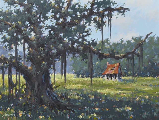 Don Wright (1938-2007), "Louisiana Landscape with Moss: Don Wright (1938-2007), "Louisiana Landscape with Moss Draped Trees," 1999, oil on canvas, signed l.l., presented in a gilt frame, H.- 29 1/2 in., W.- 39 1/2 in.