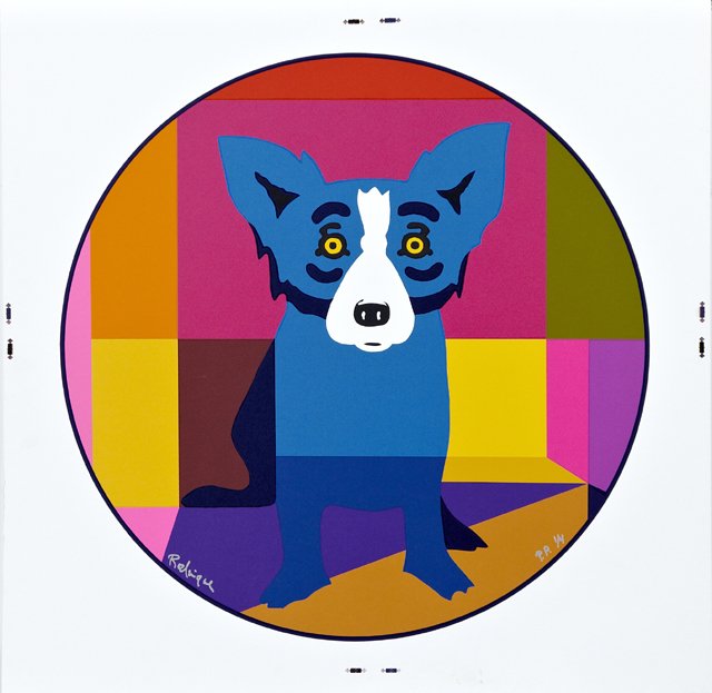 George Rodrigue (1944-2013), "Circle of Life," 2004,: George Rodrigue (1944-2013), "Circle of Life," 2004, silkscreen, Press Proof 4, silver pen signed l.l., silver pen numbered l.r., shrink wrapped, H.- 40 in., W.- 40 in.