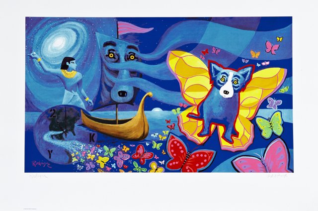 George Rodrigue (1944-2013), "The Millennium," 1999,: George Rodrigue (1944-2013), "The Millennium," 1999, silkscreen, Artist's Proof, pencil signed l.l. margin, pencil marked "Artist Proof" l.r. margin, shrink wrapped, H.- 26 in., W.- 37 3/8 in.