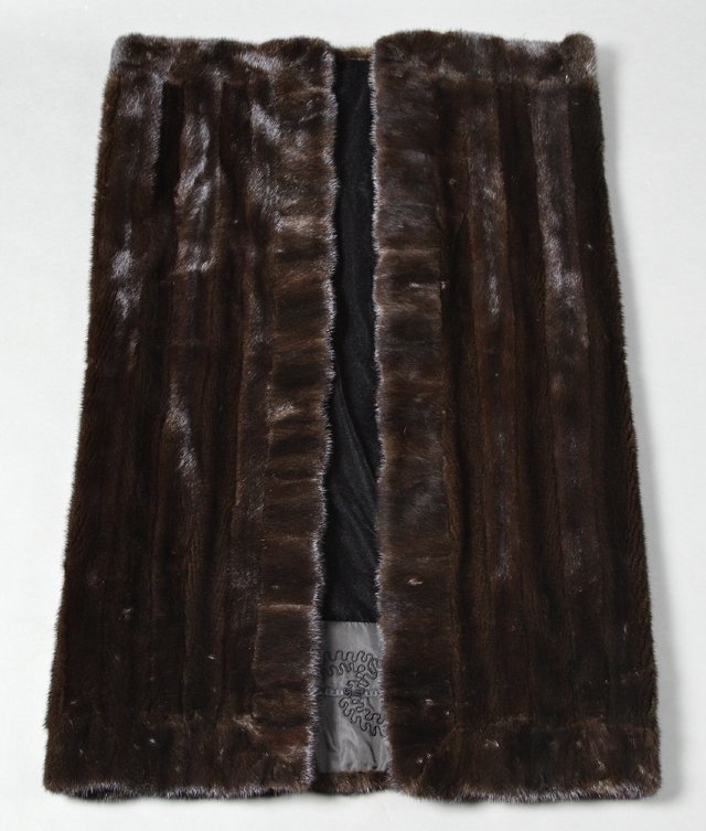 Mink Throw, 20th c., with a black velour lining, H.- 40: Mink Throw, 20th c., with a black velour lining, H.- 40 in., W.- 49 1/2 in.