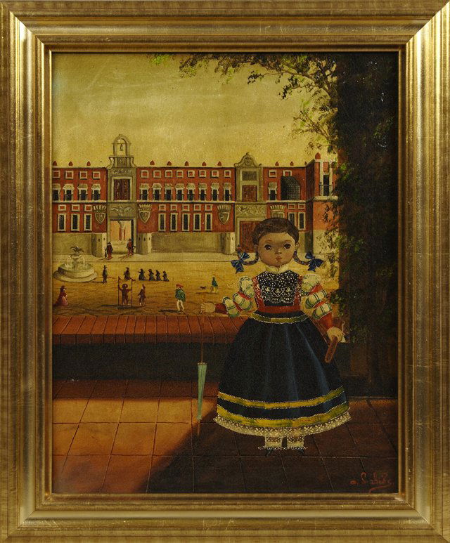 Agapito Labios (1898-1996, Mexican), "Girl in a Town (1 of 1)
