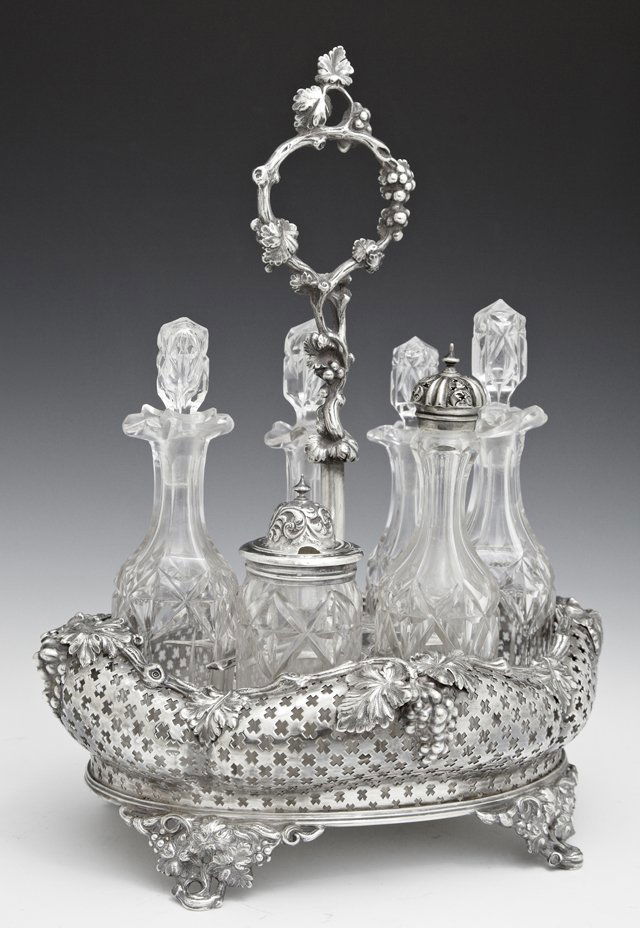Cut Crystal and Silverplate Seven Bottle Cruet, c. (1 of 1)