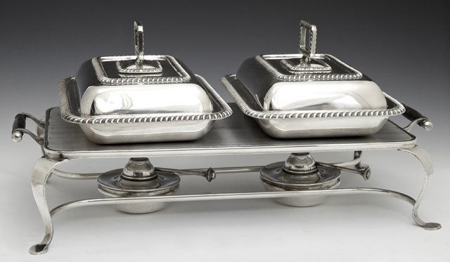Silverplated Double Warming Stand, 20th c., with two (1 of 1)